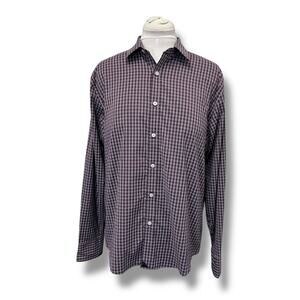 Untuckit Mens Vigneti Large Check Plaid Button-Down Shirt Nylon/Elastane